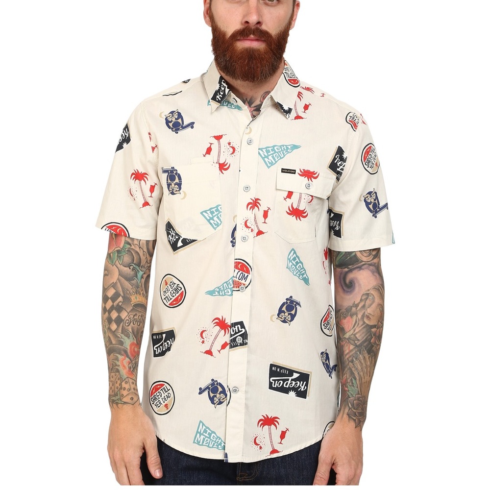 NWT Volcom S/S Button Down “Hoots” Shirt - Sz Lg